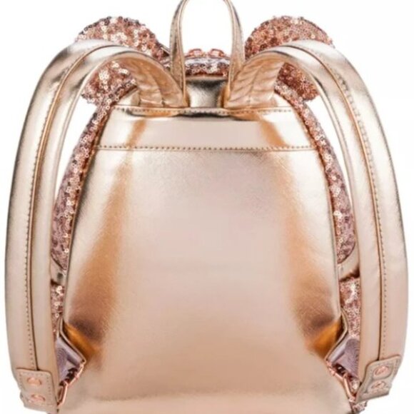 Disney Parks Loungefly Rose Gold Sequin Mini Backpack- 2024 - Picture 2 of 3